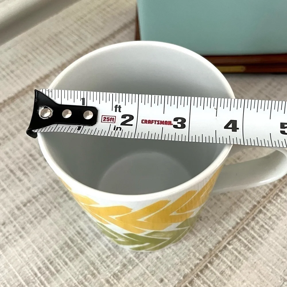 Crate & Barrel Coffee Mug Brushstroke Yellow And Green 16oz Cup Tea